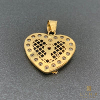 14K Gold and CZ Heart-shaped Lock & Key Charm