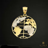 14K Two-tone Gold Globe Pendant