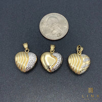 14K Yellow Gold Reversible Puffed Heart Charm