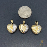14K Yellow Gold Reversible Puffed Heart Charm