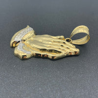 10K Yellow Gold ‘Praying Hands’ pendant - 1.75” tall