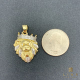 14K Yellow Gold and C/Z Lion King Pendant