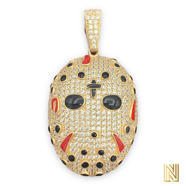 1.9” 14k Yellow Gold Jason Mask Pendant