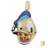 2.1” 14k Gold 3D Donald Duck Pendant