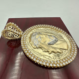 2.58” 14k Yellow Gold Jesus Face Medallion
