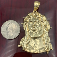 10K Yellow Gold Jesus Face Pendant (3D Thorns)