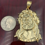 10K Yellow Gold Jesus Face Pendant (3D Thorns)