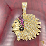 1.67” 14k Yellow Gold Native Chief Pendant