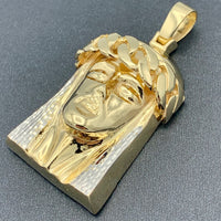 14K Yellow Gold Jesus Head Pendant