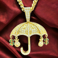 1.58” 14K Yellow Gold Umbrella Pendant