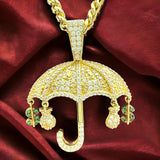 1.58” 14K Yellow Gold Umbrella Pendant