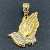 10K Yellow Gold ‘Praying Hands’ pendant - 1.75” tall