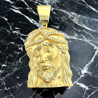 2.45” 14k Solid Gold Jesus Face Pendant