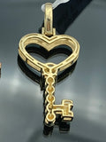 14K Gold Diamond Key Pendant (choose your color)