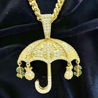 1.58” 14K Yellow Gold Umbrella Pendant