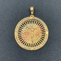 14K Yellow Gold Crucifixion Medallion Pendant