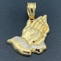 10K Yellow Gold ‘Praying Hands’ pendant - 1.75” tall