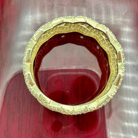 11mm 14K Yellow Gold Cuban Link Eternity Band Ring