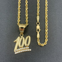Gold KEEP IT A HUNDRED Pendant & Rope Chain Necklace
