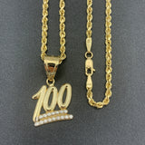 Gold KEEP IT A HUNDRED Pendant & Rope Chain Necklace