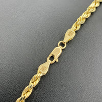 2.47” 10k Gold 3D Crucifixion Pendant and 4MM Rope Chain Necklace