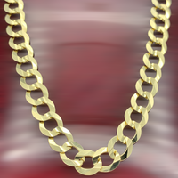 7mm 14K Yellow Gold Solid Flat Curb Chain