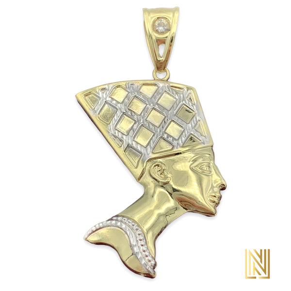 2.1” 10k Gold Queen Nefertiti Pendant