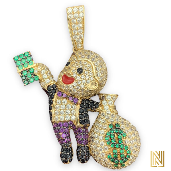 1.8” 14k Yellow Gold Monopoly Pendant