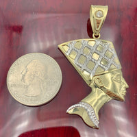 2.1” 10k Gold Queen Nefertiti Pendant