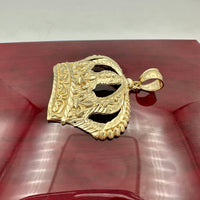1.5” 14K Yellow Gold Monarch Crown Pendant
