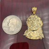 10K Yellow Gold Jesus Face Pendant (3D Thorns)