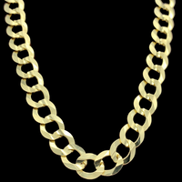7mm 14K Yellow Gold Solid Flat Curb Chain