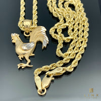 14K Yellow Gold Rooster Pendant