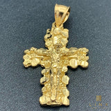 14K Gold Nugget Crucifix Pendant