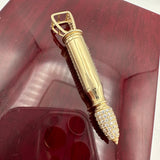 2” 14K Yellow Gold CZ Bullet Pendant