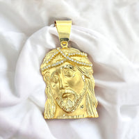 2.45” 14k Solid Gold Jesus Face Pendant