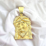 2.45” 14k Solid Gold Jesus Face Pendant