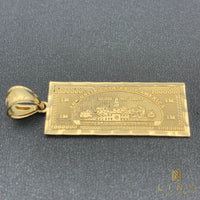14K Gold Million Dollars Bill Pendant