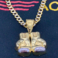 10K Two-tone Gold Boxing Gloves Pendant