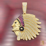 1.67” 14k Yellow Gold Native Chief Pendant