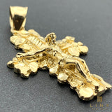 14K Gold Nugget Crucifix Pendant