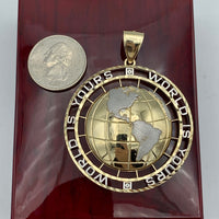 2.56” 10k Gold The World is Yours Pendant