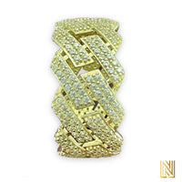 11mm 14K Yellow Gold Cuban Link Eternity Band Ring