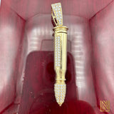 2” 14K Yellow Gold CZ Bullet Pendant