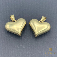 14K Two-tone Gold Reversible Puffed Heart Pendant