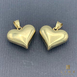 14K Two-tone Gold Reversible Puffed Heart Pendant