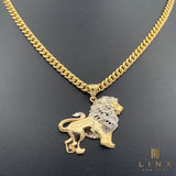 14K Two-tone Gold Lion Pendant