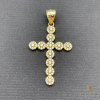 1.63” 14K Yellow Gold Iced Out Cross Pendant