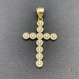 1.63” 14K Yellow Gold Iced Out Cross Pendant