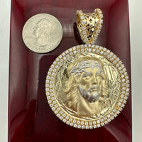 2.58” 14k Yellow Gold Jesus Face Medallion